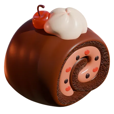 Bolo de rolo de chocolate  3D Icon