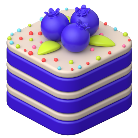 Bolo de frutas azuis  3D Icon