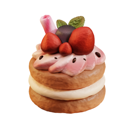 Bolo de morango  3D Icon