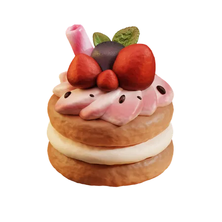 Bolo de morango  3D Icon