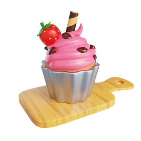 Bolo de morango  3D Icon