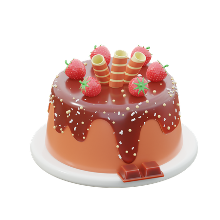 Bolo de morango  3D Icon