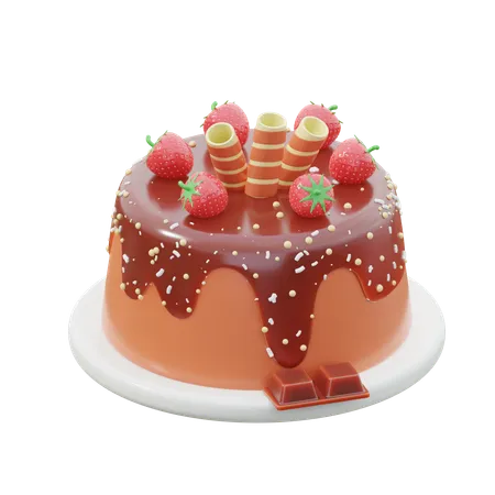 Bolo de morango  3D Icon