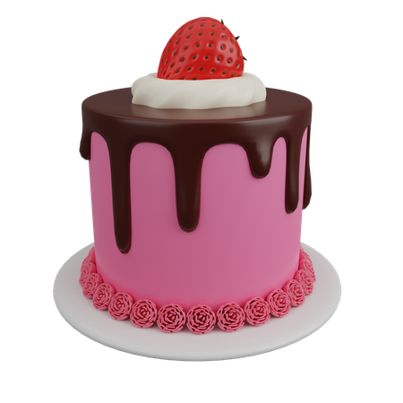 Bolo de morango  3D Icon