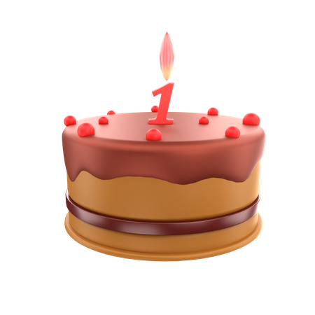 Bolo de 1º aniversário  3D Icon