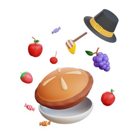 Bolo De Torta De Ação De Graças  3D Icon