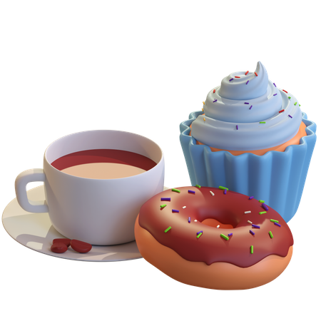 Bolo doce e café  3D Icon