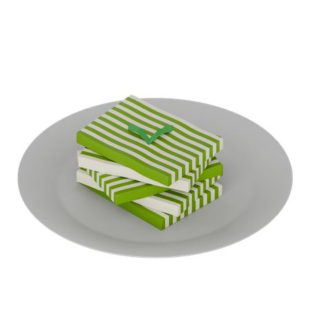 Bolo de Camada Pandan de Comida Indonésia  3D Icon