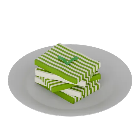 Bolo de Camada Pandan de Comida Indonésia  3D Icon