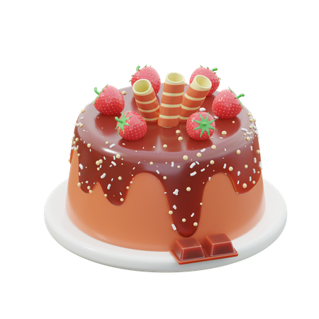 Bolo de morango  3D Icon