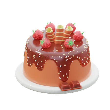 Bolo de morango  3D Icon