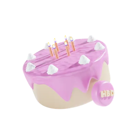 Bolo de vela  3D Icon