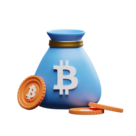Una Bolsa Bitcoin Limpia Con Bit Coins Para Tu Proyecto Criptografico 3D Illustration