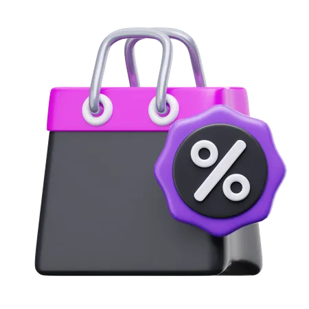 Descuento en bolsa de compras  3D Icon