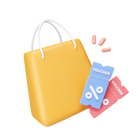 Bolsa de compras con descuento  3D Icon