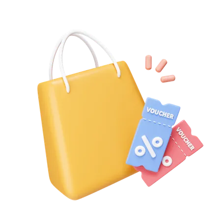 Bolsa de compras con descuento  3D Icon