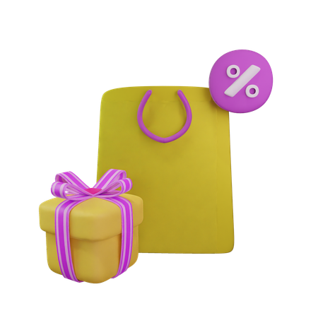 Bolsa de compras con regalo sorpresa  3D Icon