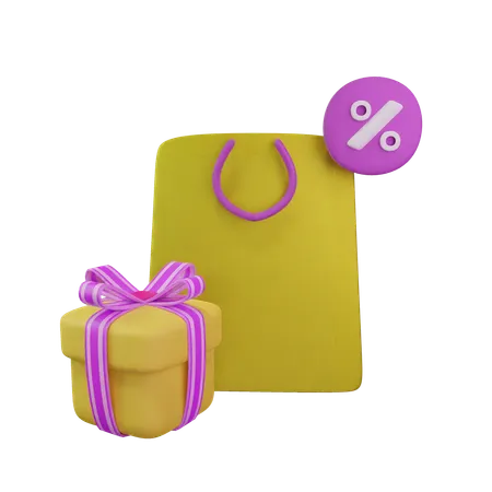 Bolsa de compras con regalo sorpresa  3D Icon