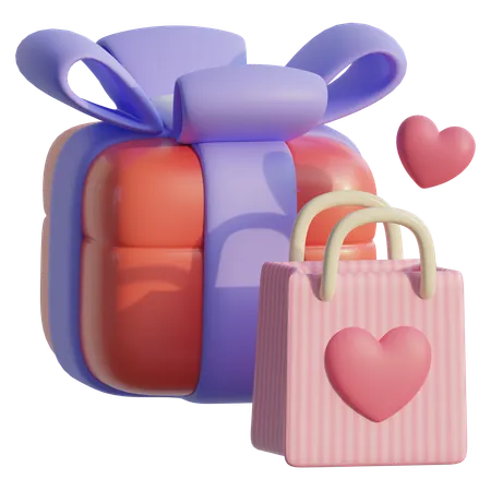 Bolsa de compras con amor  3D Icon