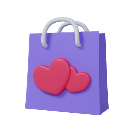 Bolsa de compras con corazón  3D Icon