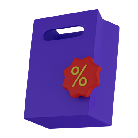 Bolsa de compras con porcentaje  3D Icon