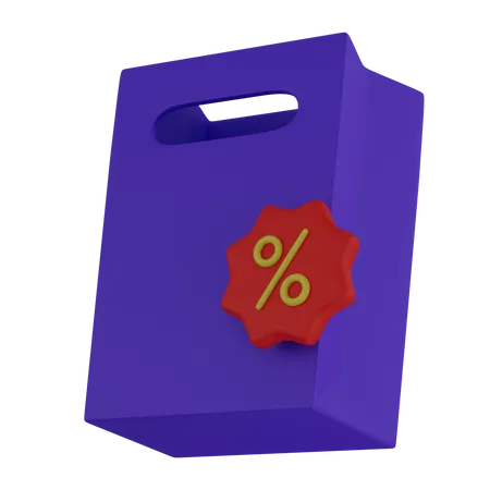 Bolsa de compras con porcentaje  3D Icon