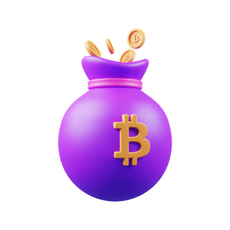 Bolsa de dinero bitcoin  3D Illustration
