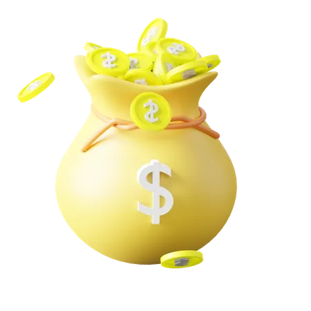 Bolsa de dinero en dólares  3D Icon