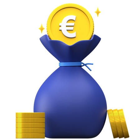 Bolsa de dinero en euros  3D Illustration