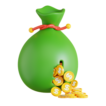 Bolsa de dinero rota  3D Icon