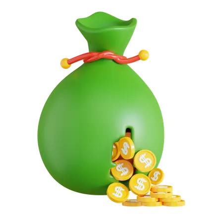 Bolsa de dinero rota  3D Icon