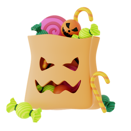 Bolsa de dulces de halloween  3D Icon