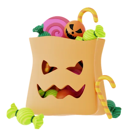 Bolsa de dulces de halloween  3D Icon