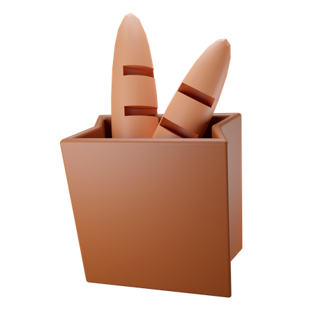 Bolsa de pan baguette  3D Icon