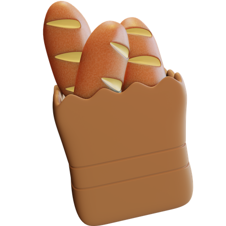 Bolsa de pan baguette  3D Illustration