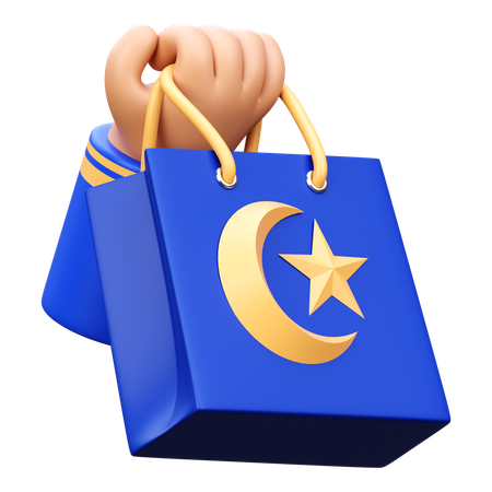 Mano sosteniendo una bolsa de Ramadán  3D Icon