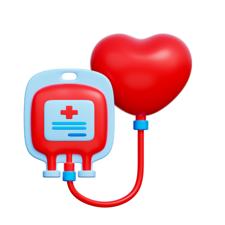Bolsa de sangre con globo de corazón  3D Icon