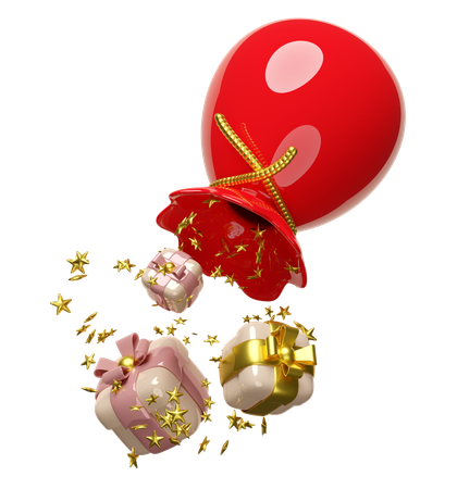 La bolsa de Papá Noel tiene muchos regalos en su interior.  3D Icon