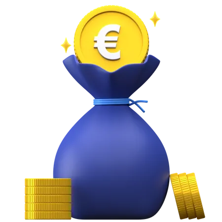 Bolsa de dinheiro em euros  3D Illustration