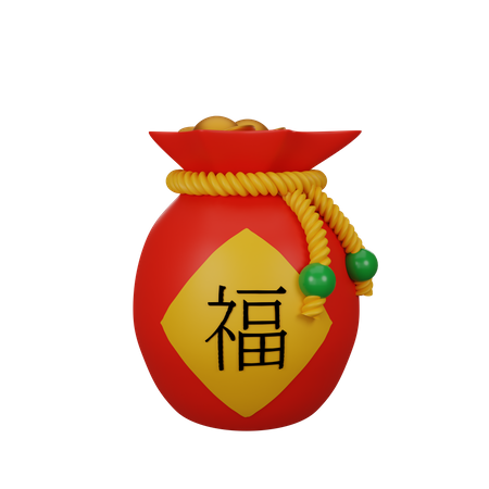 Bolsa da sorte chinesa  3D Illustration