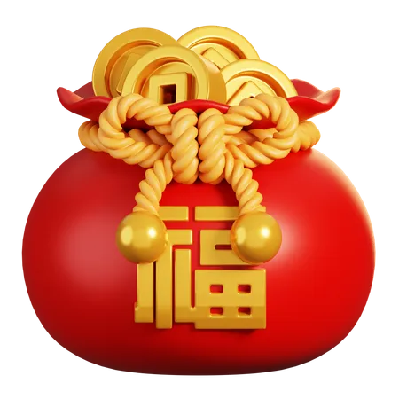 Bolsa de moedas chinesas  3D Icon