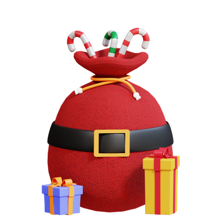 Bolsa de regalo de santa  3D Icon