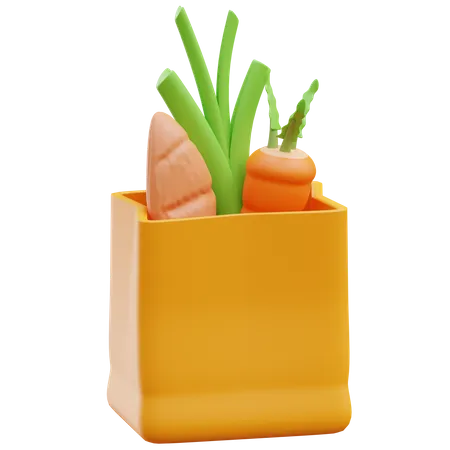 Bolsa de verduras  3D Illustration