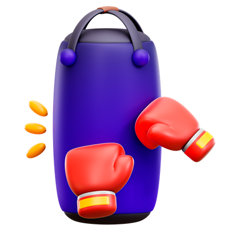 Bolsa de boxeo y guantes  3D Illustration