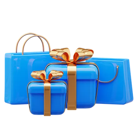 Bolsas de compras y caja de regalo  3D Icon