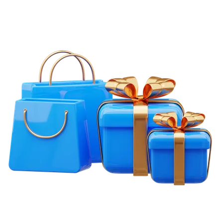 Bolsas de compras y caja de regalo  3D Icon