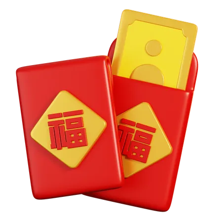 Angpao de bolsillo rojo  3D Icon