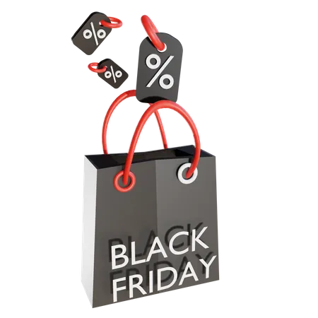 Bolsa de compras de viernes negro  3D Illustration