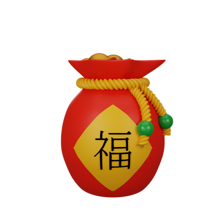 Bolsa de la fortuna china  3D Illustration