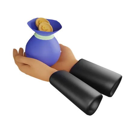 Bolsa de mano y dinero  3D Icon